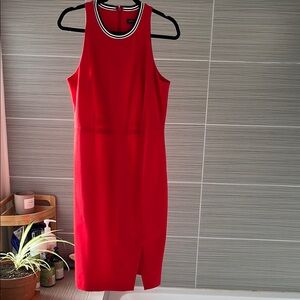 Vintage Banana Republic Red Ribbed Halter Midi Dress